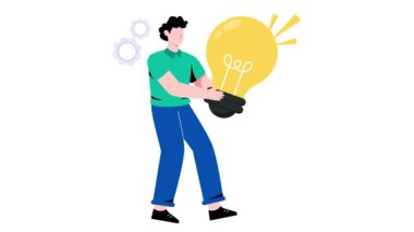 Fikir edinen adam 2B Düz Canlandırma.