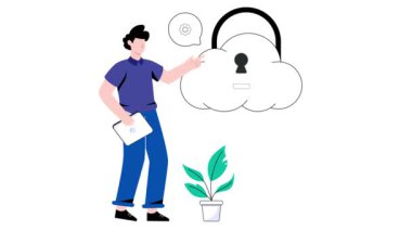 Bulut Güvenliği 2B Düz Canlandırma.