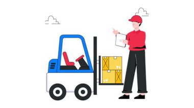 Forklift Kamyonu 2B Düz Canlandırma 