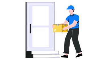 Kapı teslimatı 2B Düz Canlandırma.