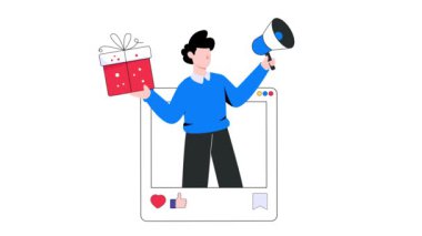 Sosyal Medya Verici 2B Düz Canlandırma