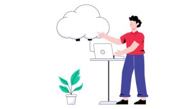 Bulut hesaplama servisi 2D Düz Canlandırma. 