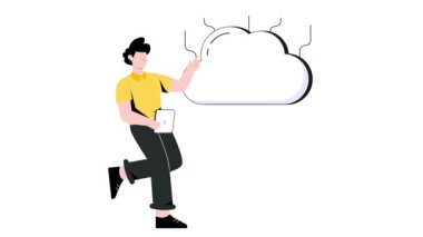 Bulut veri koruması 2B Düz Canlandırma. 