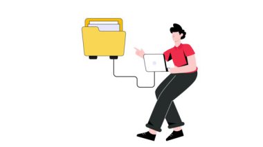 Bulut Veri Eşzamanlaması 2B Düz Canlandırma. 