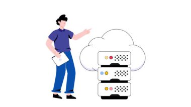 Bulut hizmetleri 2D Düz Canlandırma. 