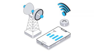 Anten Sinyali Isometric Animasyon. MP4 Dosyası