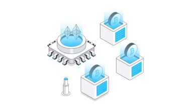 Bitcoin Ağı Isometric Animasyon. MP4 Dosyası