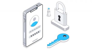 Mobil Uygulama Güvenliği Isometric Canlandırması. 