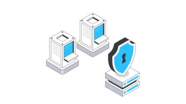 Ağ güvenliği Isometric Canlandırması. 