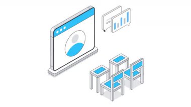 Çevrimiçi Konferans Isometric Canlandırması. 