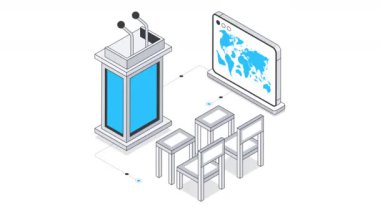 Basın toplantısı Isometric Canlandırması. 
