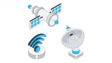 Uydu Tabağı Isometric Canlandırması. 