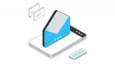 Gönderilen İletiler Isometric Canlandırması. 