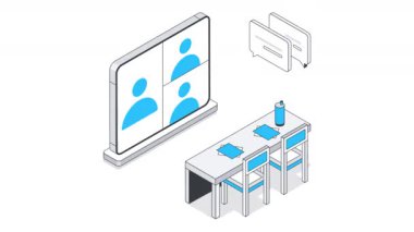 Video konferansı Isometric Canlandırması. 