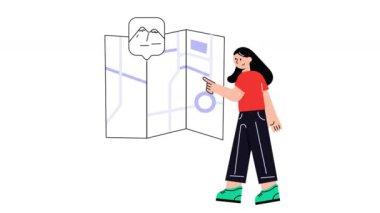 Seyahat Haritası 2B Düz Canlandırmalar. 