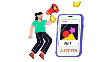 Nft Sanat Müzayedesinin tanıtımı 2B Düz Animasyonlar. 