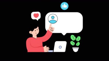 Müşteri Saydam arkaplanda 2B Düz Animasyonları Gözden Geçiriyor