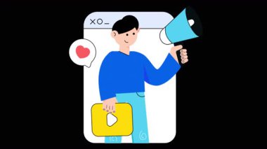 Şeffaf arkaplanda Dijital Pazarlama 2B Düz Canlandırmalar