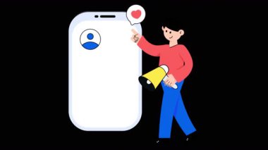 Şeffaf arkaplan üzerine Medya Pazarlama 2B Düz Animasyonlar