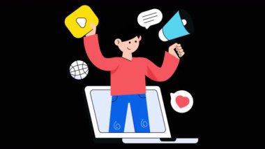 Çevrimiçi Pazarlama 2D Şeffaf arkaplan üzerindeki Düz Canlandırmalar