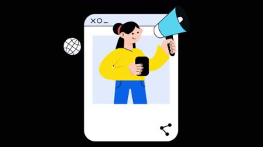 Şeffaf arkaplanda Sosyal Pazarlama 2B Düz Canlandırmalar