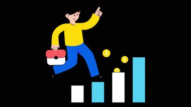 Şeffaf arkaplanda 2B Düz Animasyonları Artıran İş Grafiği