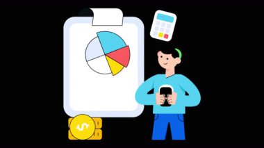 Şeffaf arkaplanda Bütçe Planlama 2B Düz CanlandırmasıComment