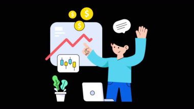 Şeffaf arkaplanda Finansal Piyasa 2B Düz Canlandırmalar