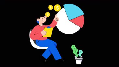 Şeffaf arkaplan üzerine Finansal İstatistikler 2D Düz Canlandırmalar