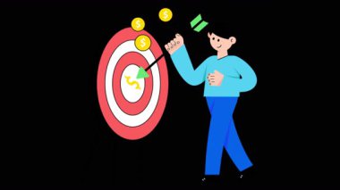 Şeffaf arkaplanda Finansal Hedef 2D Düz Canlandırmalar