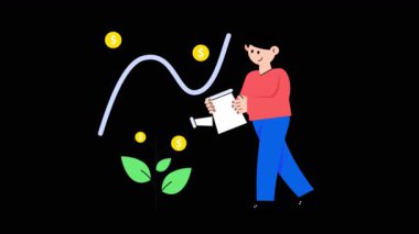 Şeffaf arkaplanda Yatırım 2B Düz Canlandırmalar