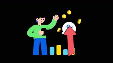 Şeffaf arkaplanda Piyasa Deflasyonu 2B Düz Canlandırmalar