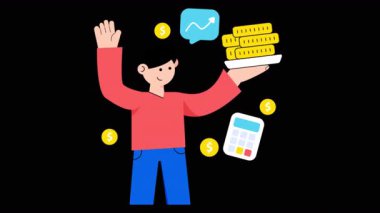 Şeffaf arkaplanda Kişisel Gelir 2D Düz Animasyonlar