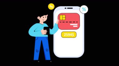 Bankacılık Uygulaması 2D Şeffaf arkaplan üzerindeki Düz Canlandırmalar