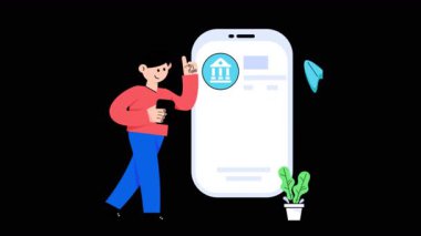 Şeffaf arkaplanda Mobil Aktarım 2B Düz Canlandırmalar