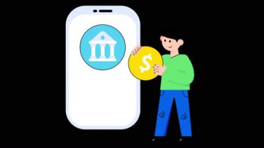 Şeffaf arkaplanda Mobil Bankacılık 2D Düz Canlandırmalar