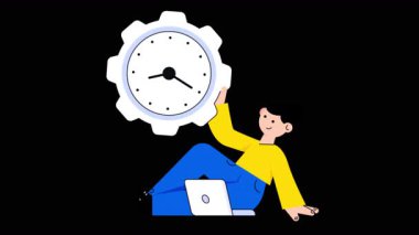 Şeffaf arkaplanda Zaman Yönetimi 2B Düz Animasyonlar