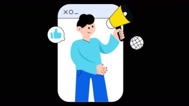 Şeffaf arkaplanda İnternet Pazarlama 2B Düz CanlandırmasıComment