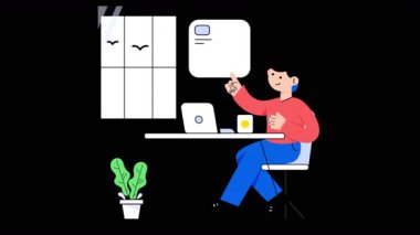 Şeffaf arkaplanda Uzak İşçi 2B Düz CanlandırmasıComment