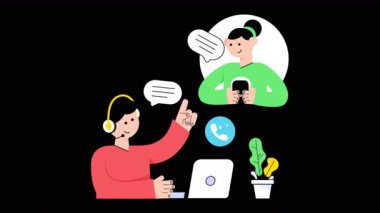 Şeffaf arkaplanda Çağrı Merkezi 2B Düz Canlandırmaları