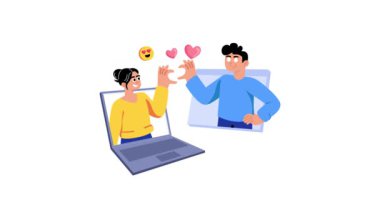 Online Love Relation 2D Flat Animations.