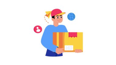 Teslimatçı 2D Düz Canlandırmalar.