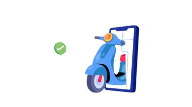 Teslimat Scooter 2D Düz Canlandırmalar.
