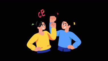 Şeffaf arkaplanda 2B Düz Canlandırmalar Kutlaması