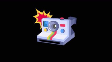 Şeffaf arkaplanda Anlık Kamera 2D Düz Canlandırmalar