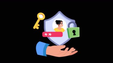 Şeffaf arkaplanda 2B Güvenli Profil Düz Canlandırmaları