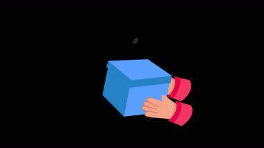 Şeffaf arkaplandaki 2D Düz Animasyonlar Kutusunun Dışını Düşün