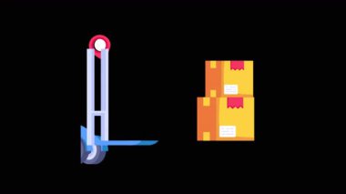 Şeffaf arkaplanda 2B Forklift Düz Canlandırmaları