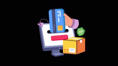 Çevrimiçi Dağıtım Ödemesi 2D Şeffaf arkaplan üzerindeki Düz Canlandırmalar