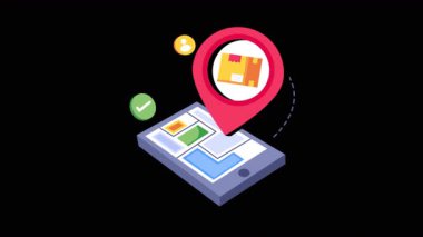 Parsel Teslimat Konumu 2D Şeffaf arkaplan üzerindeki Düz Canlandırmalar